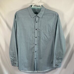 Tasso Elba Seafoam Blue Micro-Print Button-Down Shirt Size XL